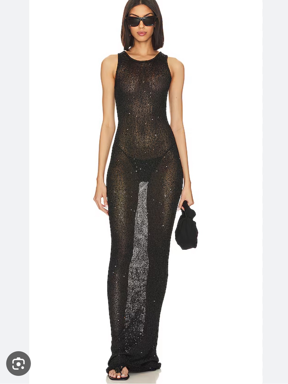 Asta Resort Sheer Black Sequin Maxi Dress
